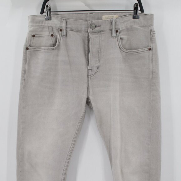 All Saints Jeans Men 34 L31 Slim Fit Cigarette Button Fly Mid Rise Stretch Denim - Picture 2 of 13